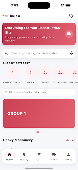BRIXO User App — order construction materials